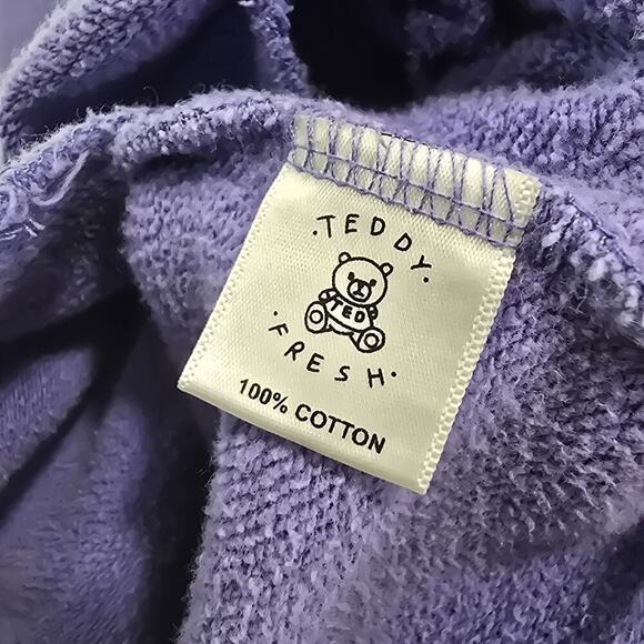 Teddy Fresh Hoodie Mens XL Pink Purple Sweatshirt Colorblock Heavyweight - Picture 11 of 13